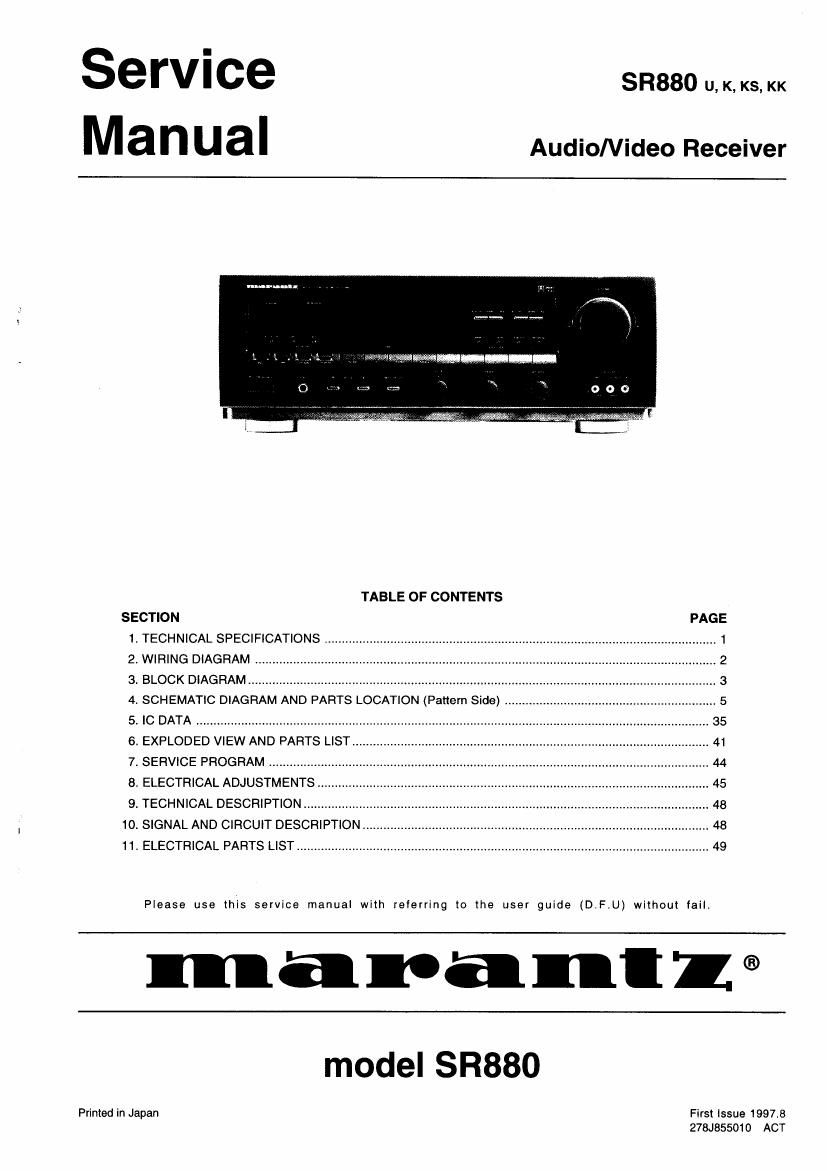 Marantz SR 880 Service Manual