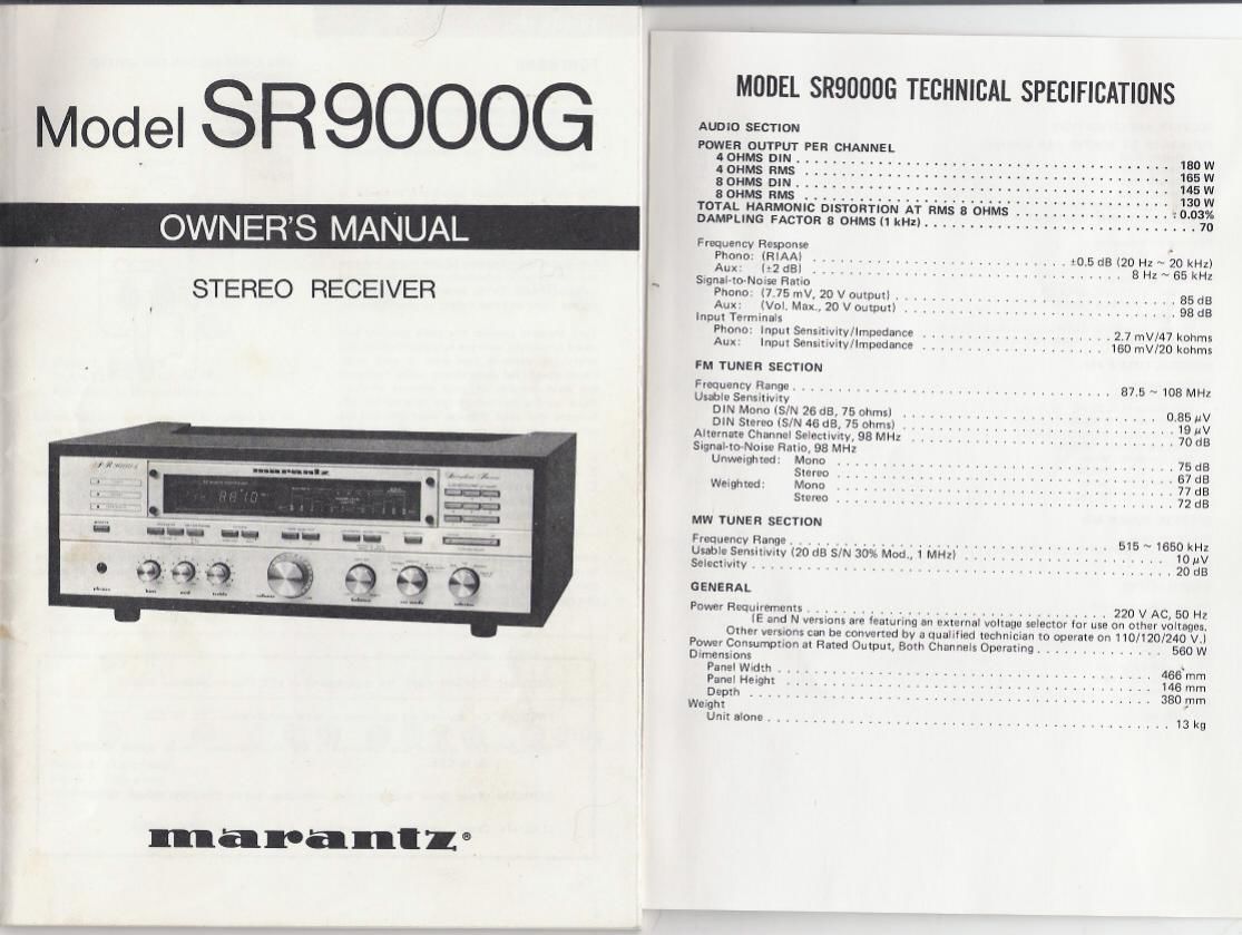 Marantz SR 9000 G Owners Manual