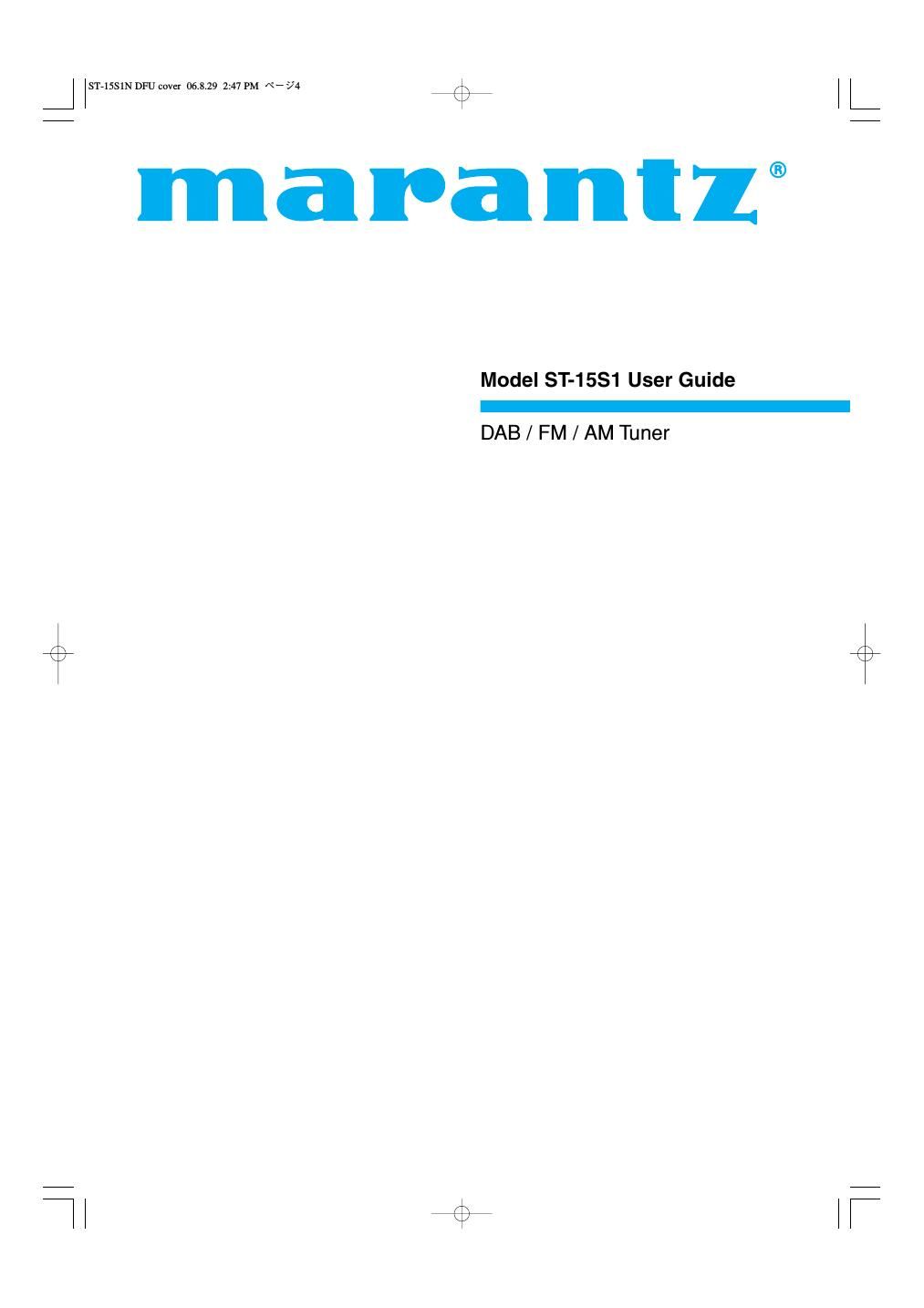 Marantz ST 15 S 1 Owners Manual