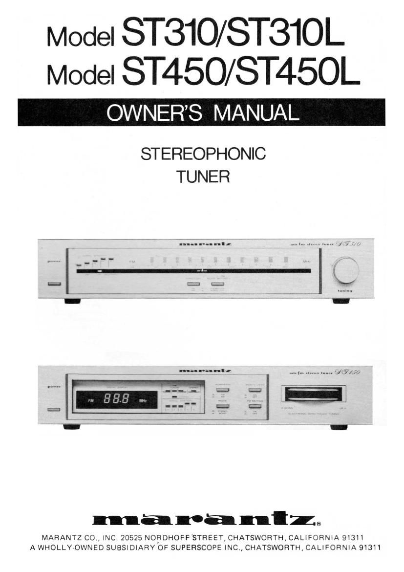 Marantz ST 310 L Owners Manual