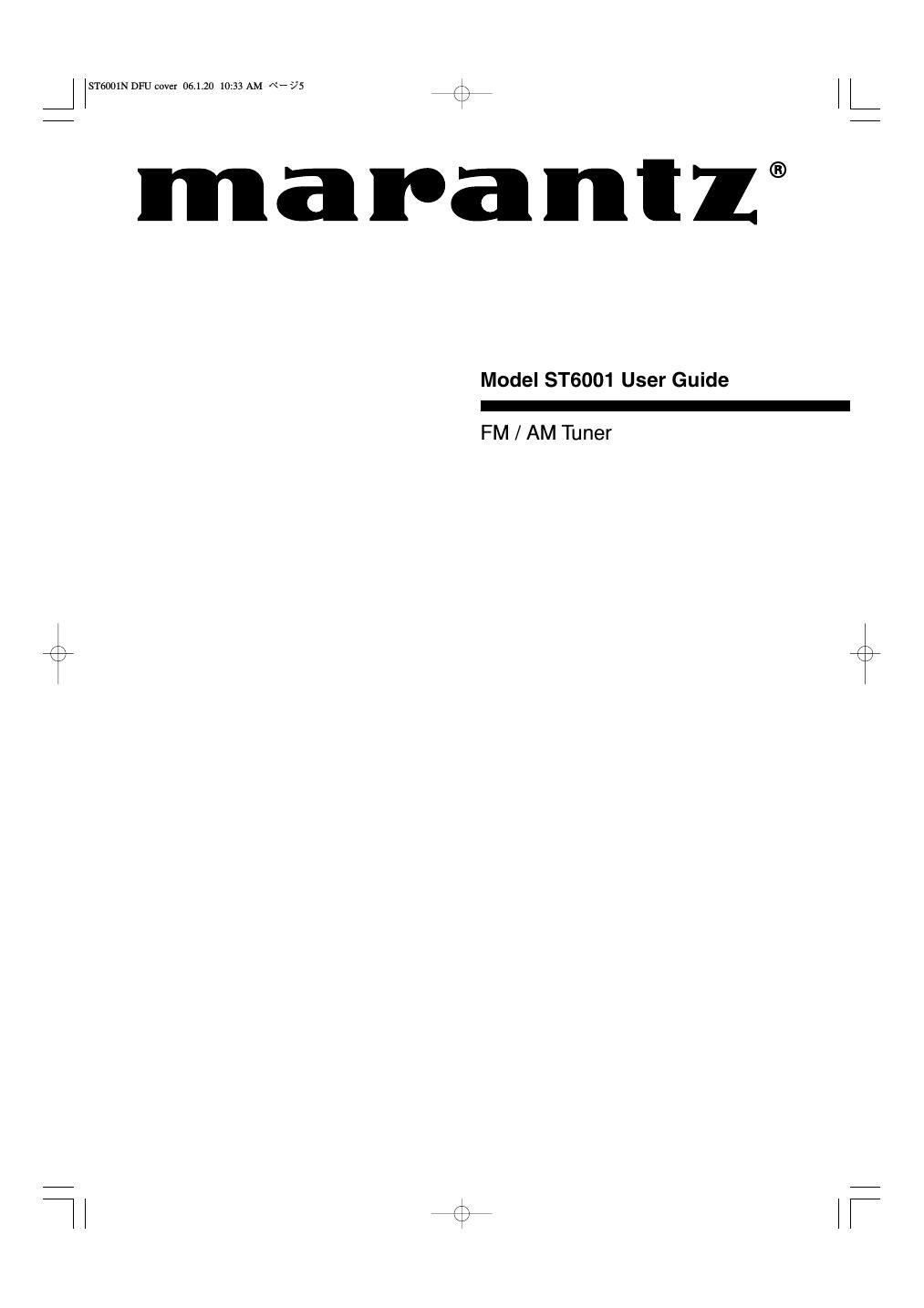 Marantz ST 6001 Owners Manual