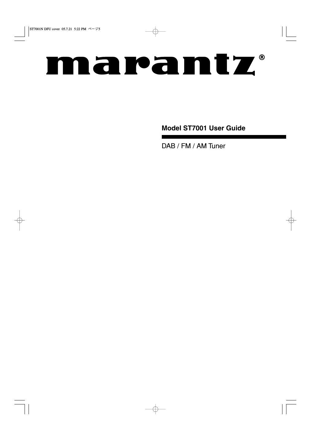 Marantz ST 7001 Owners Manual