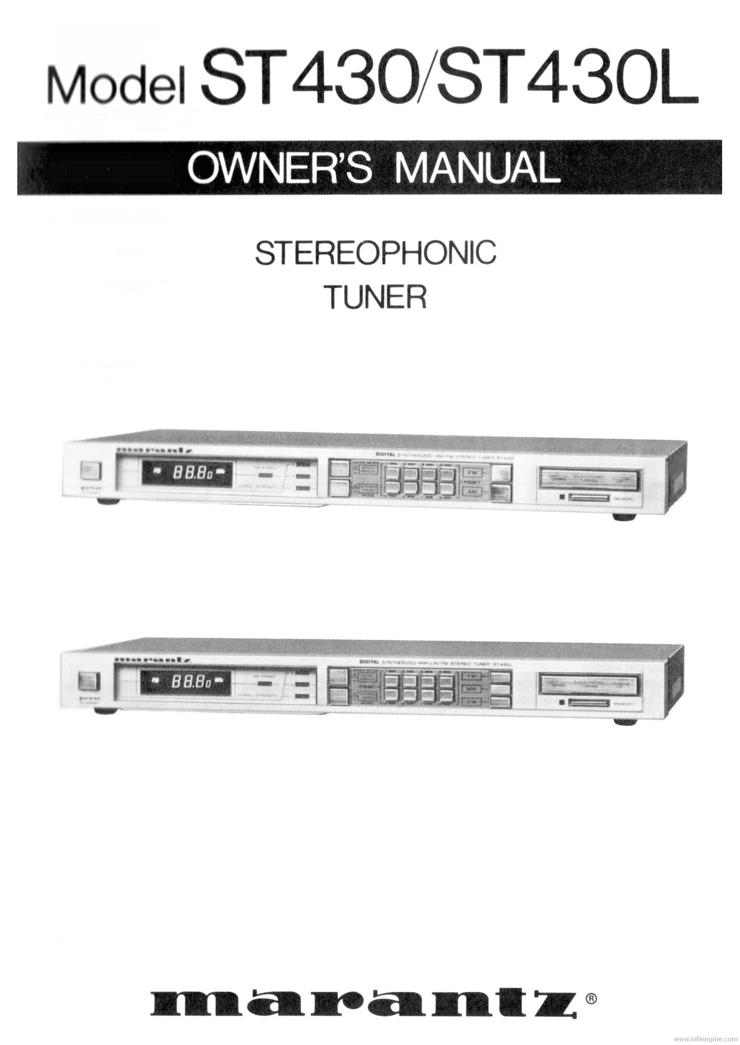 marantz st 430 430l owners manual