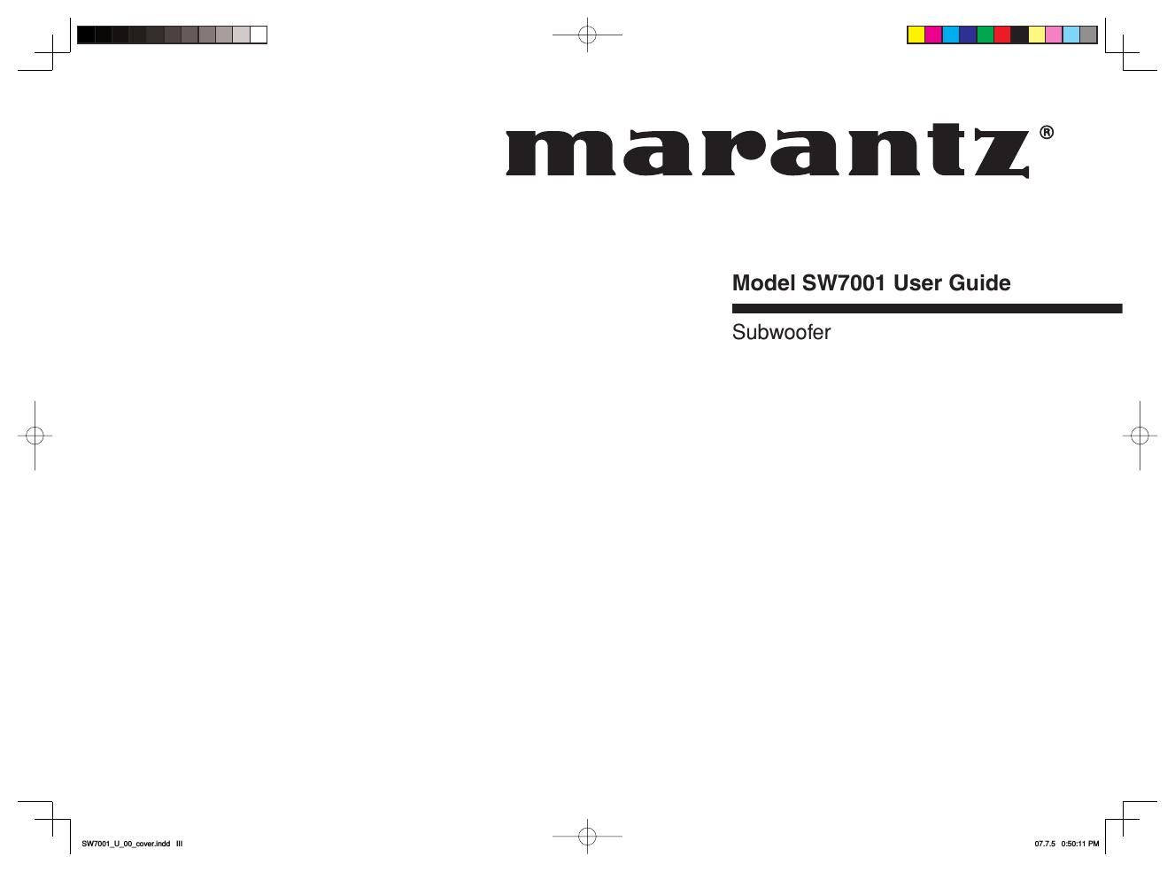Marantz SW 7001 Owners Manual