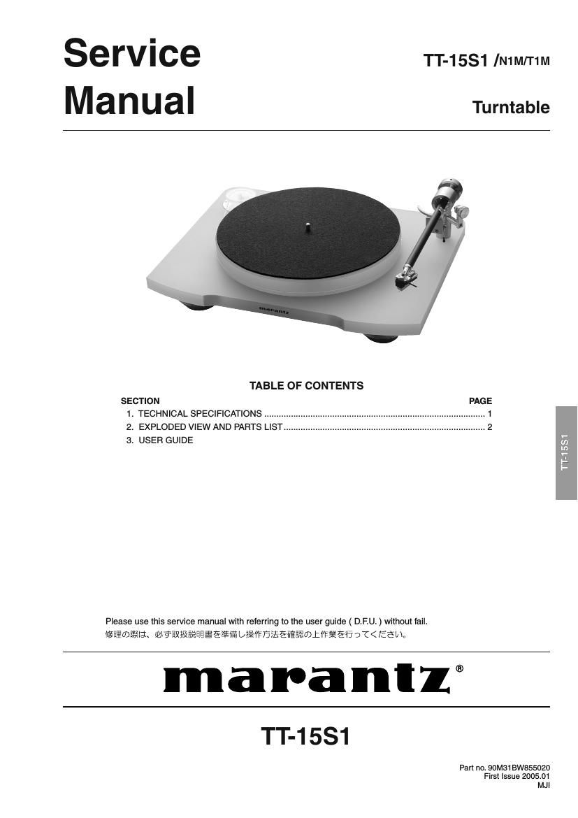 Marantz TT 15 S 1 Service Manual