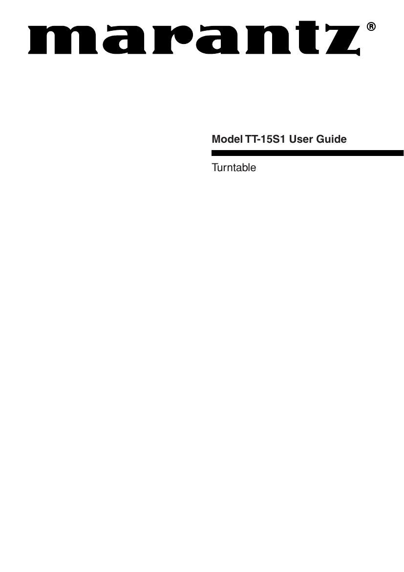 Marantz TT 15 S1 Owners Manual
