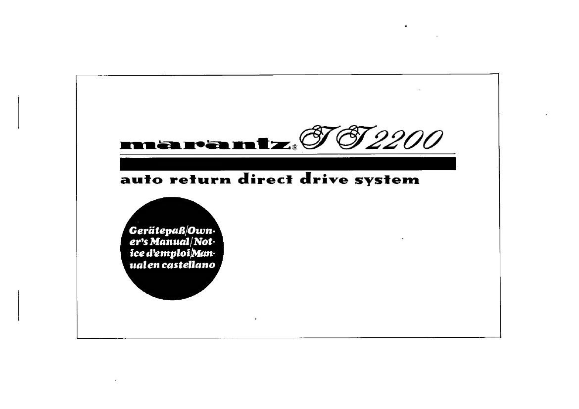Marantz TT 2200 Owners Manual