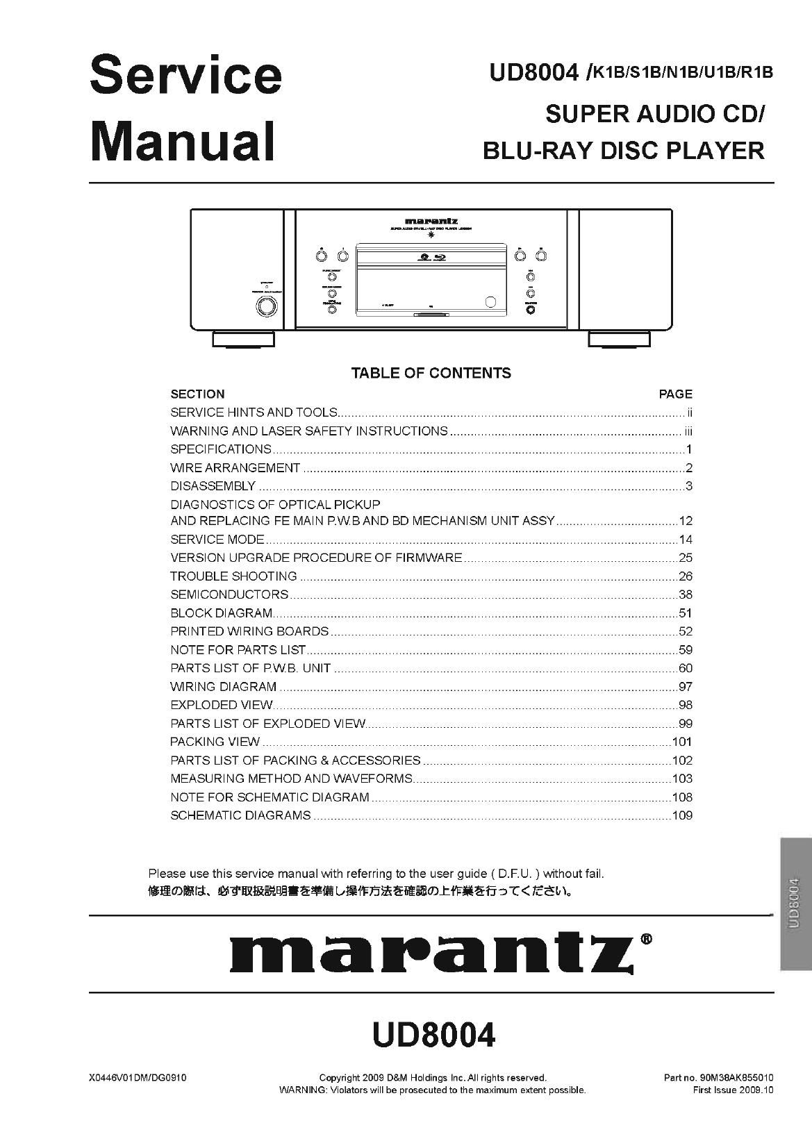 Marantz UD 8004 Service Manual