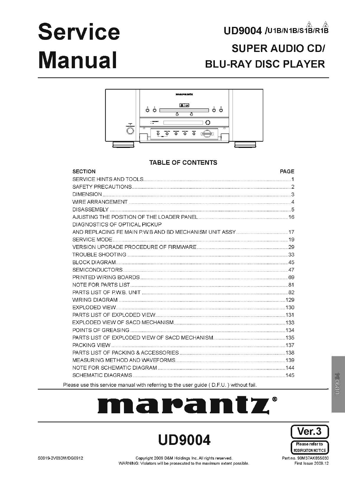Marantz UD 9004 Service Manual