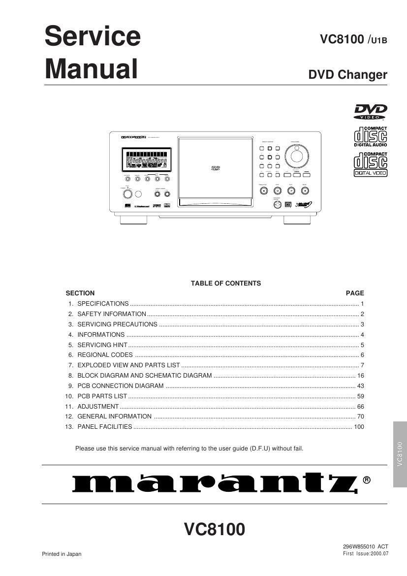 Marantz VC 8100 Service Manual