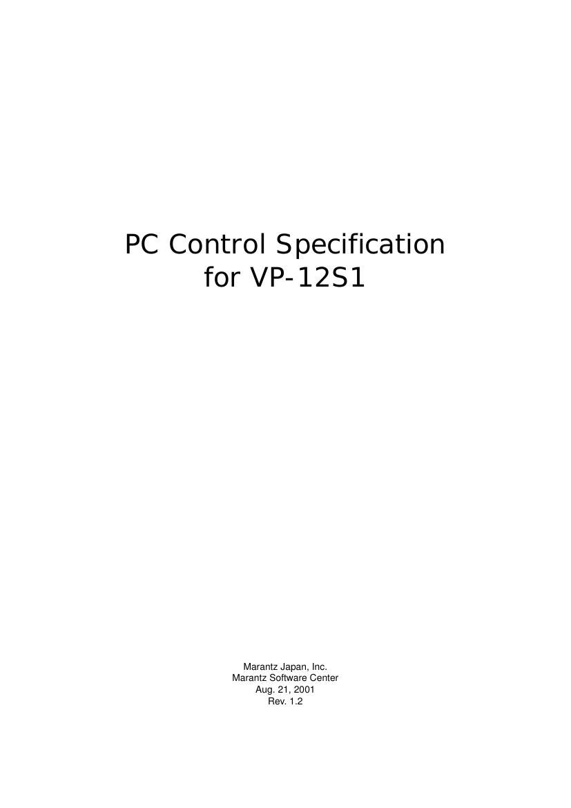 Marantz VP 12 S 1 Control Specification