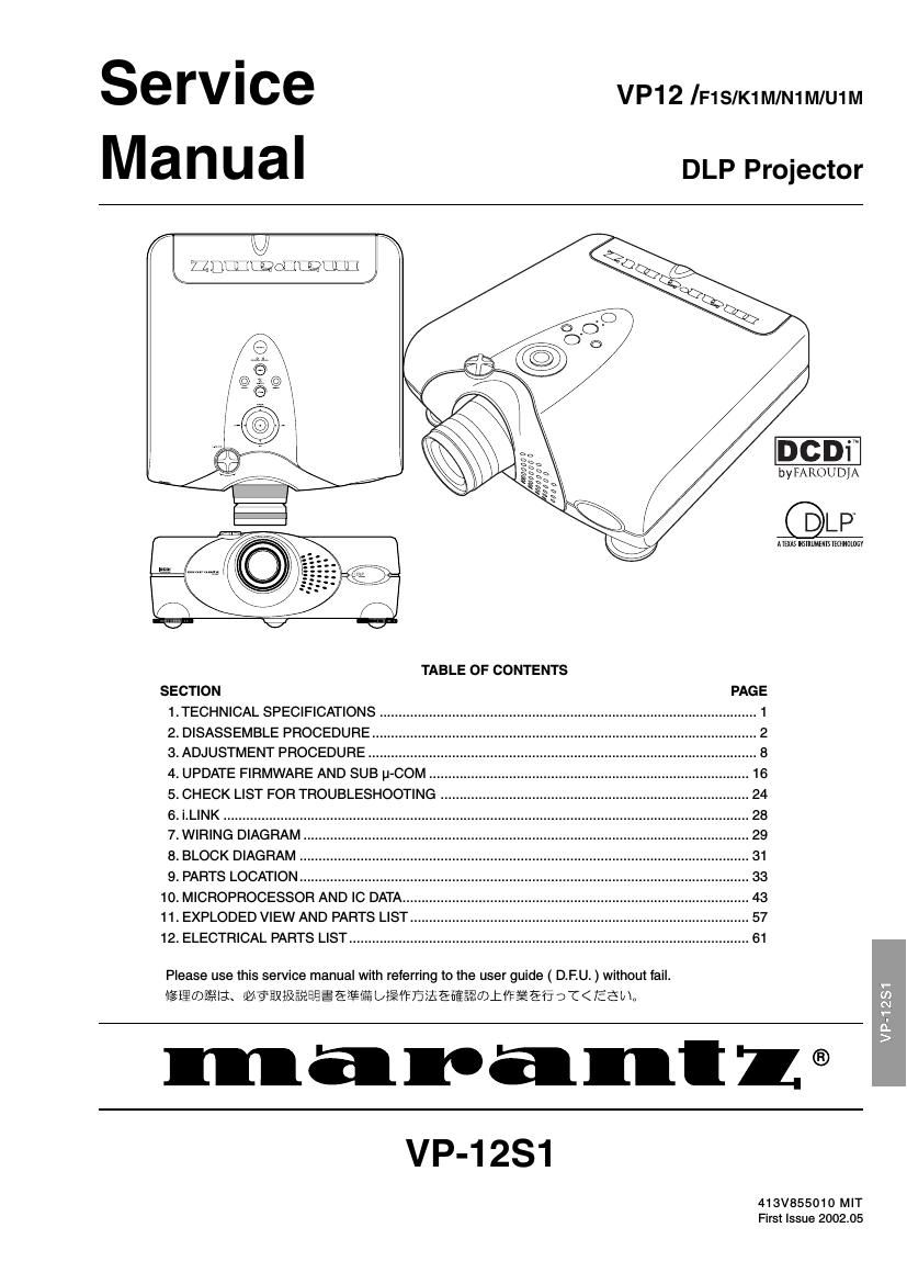 Marantz VP 12 S 1 Service Manual