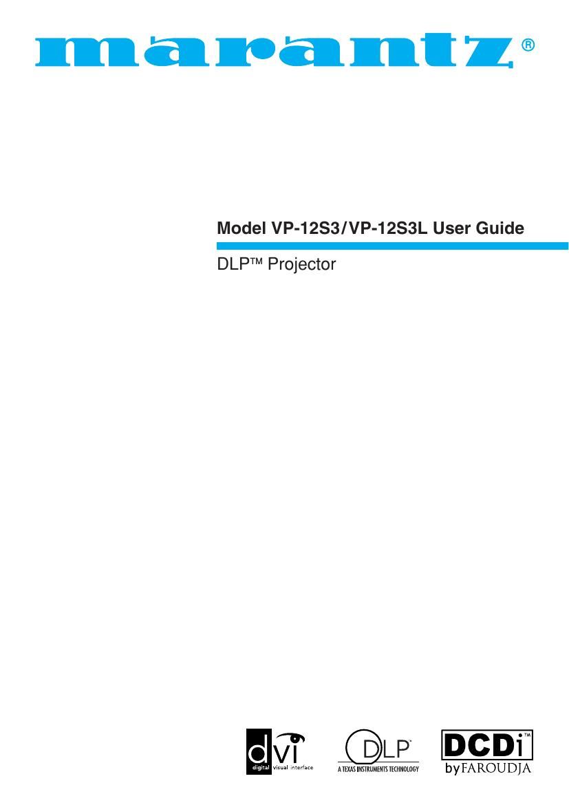 Marantz VP 12 S 3 L Owners Manual