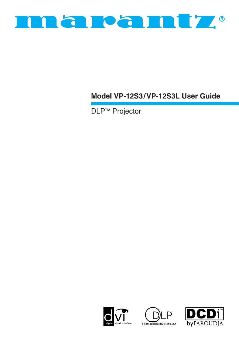 Marantz VP 12 S 3 Owners Manual