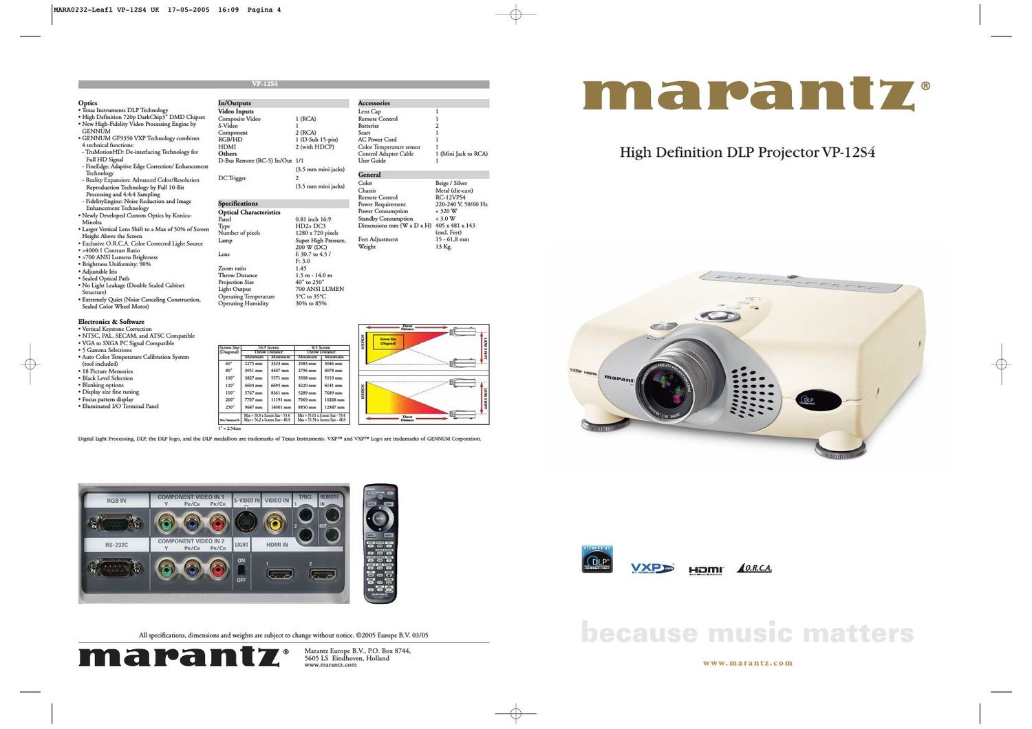 Marantz VP 12 S 4 Brochure
