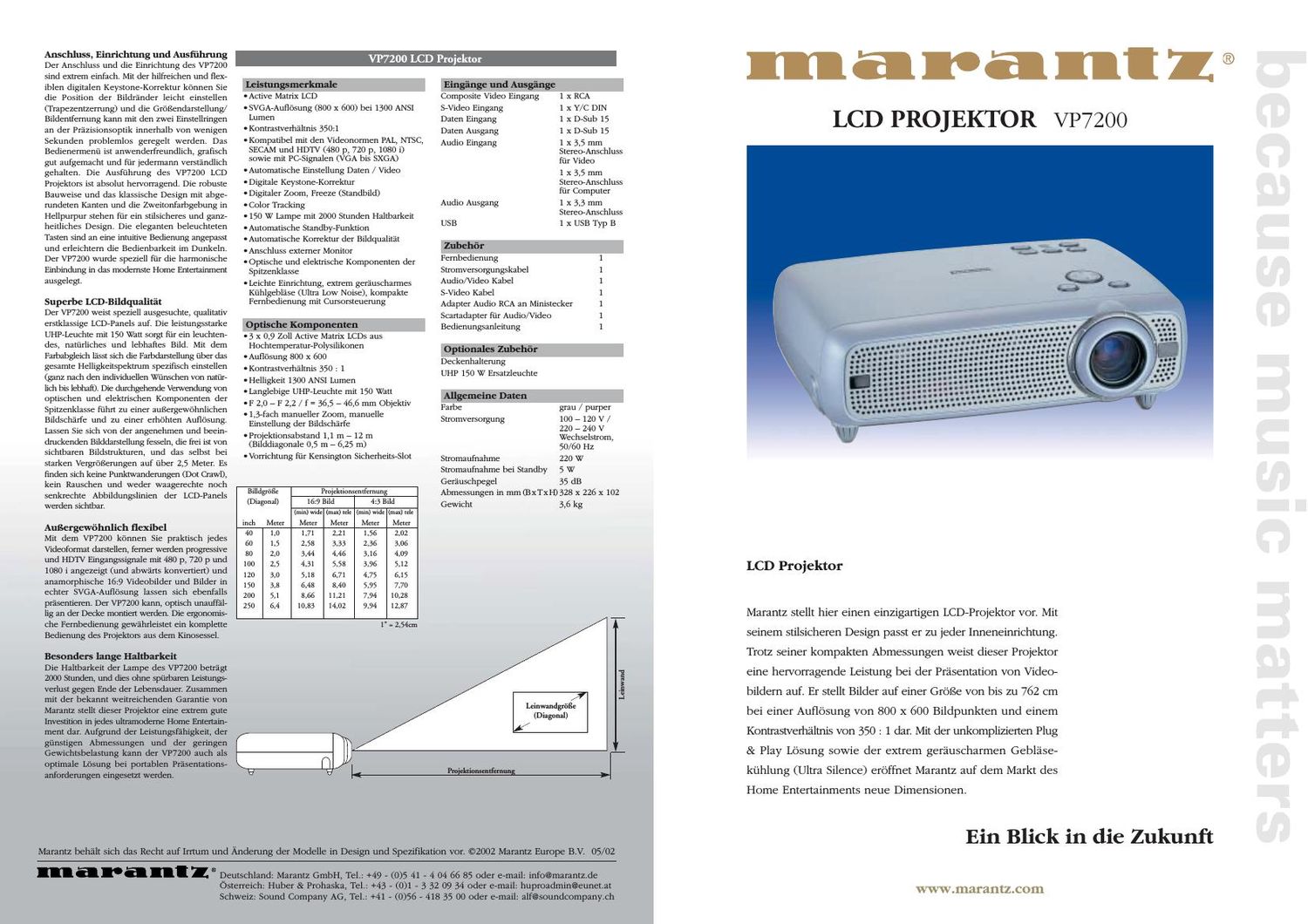 Marantz VP 7200 Brochure