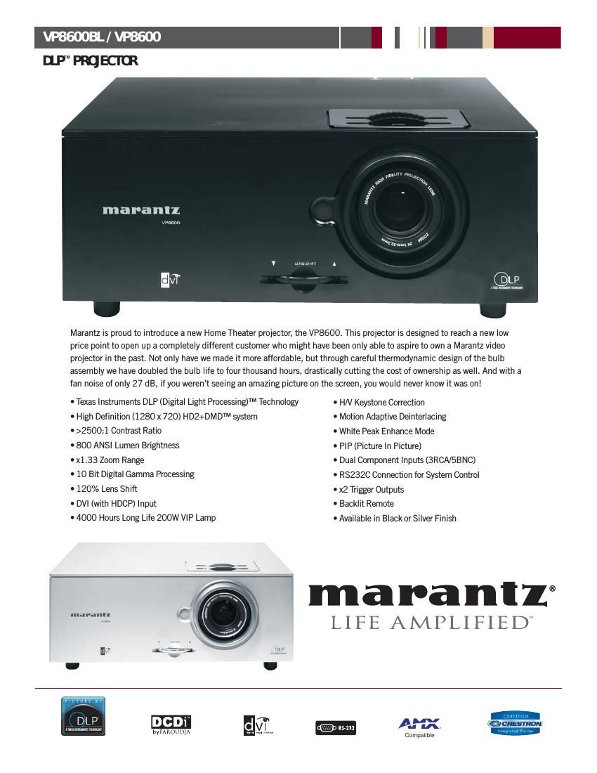 Marantz VP 8600 Brochure
