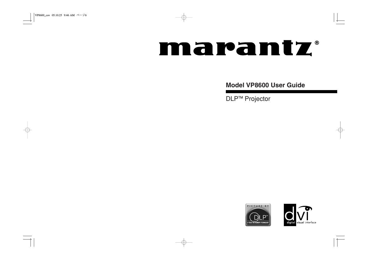 Marantz VP 8600 Owners Manual