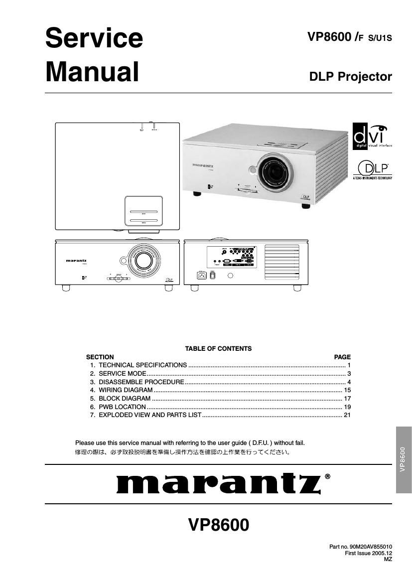 Marantz VP 8600 Service Manual