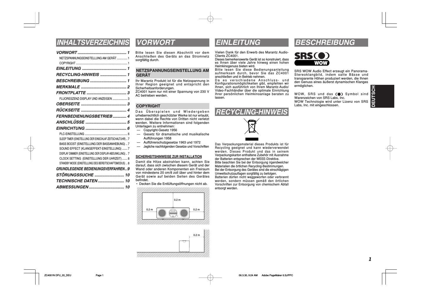 Marantz ZC 4001 Owners Manual 2