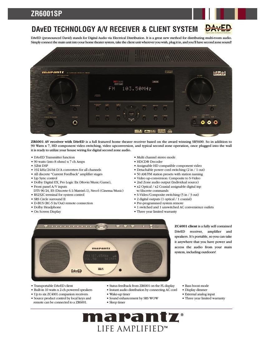 Marantz ZR 6001 SP Brochure