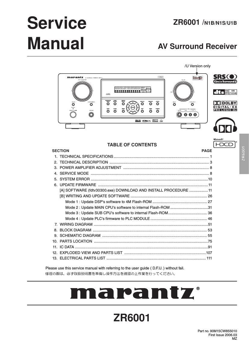 Marantz ZR 6001 Service Manual