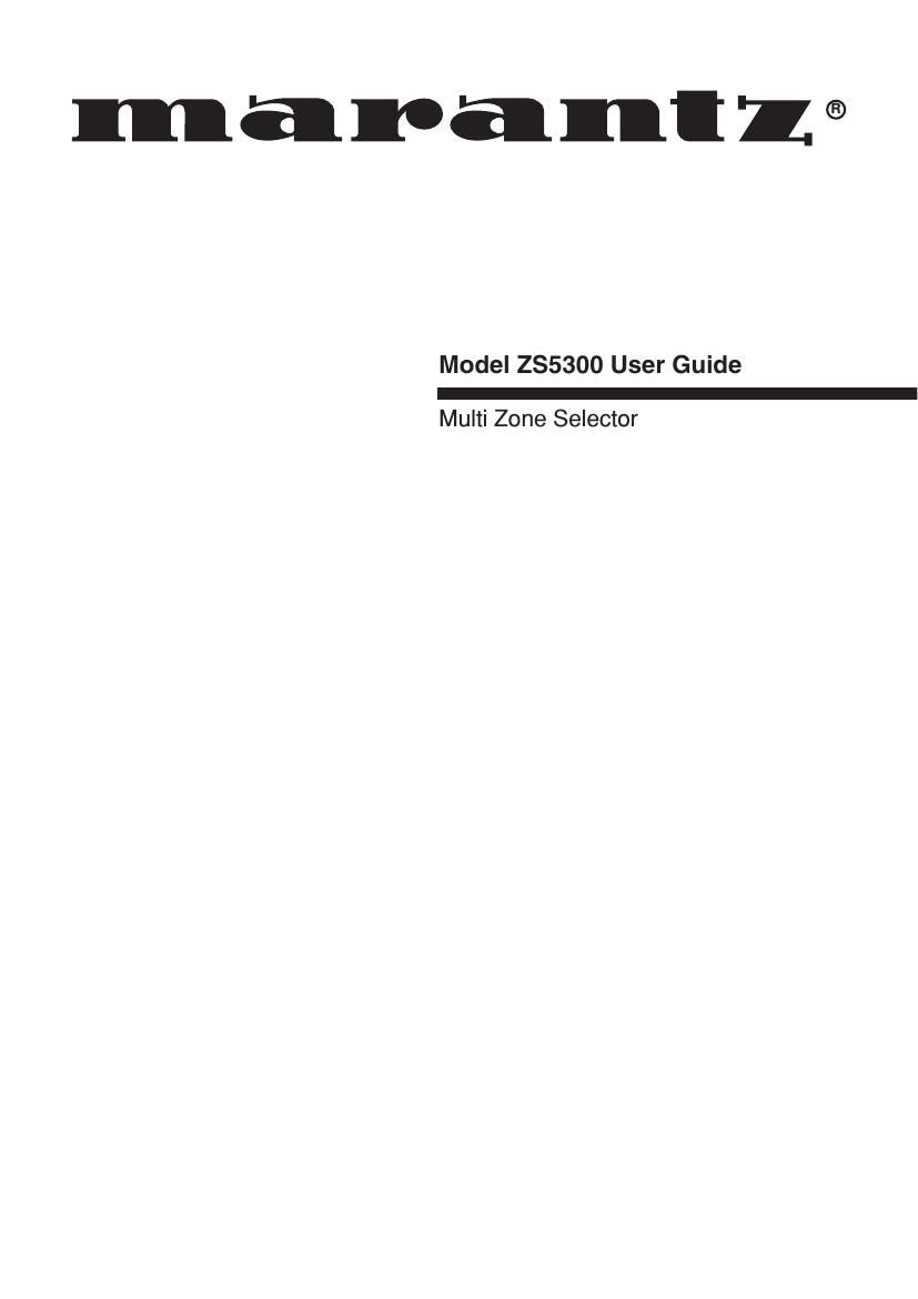 Marantz ZS 5300 Owners Manual