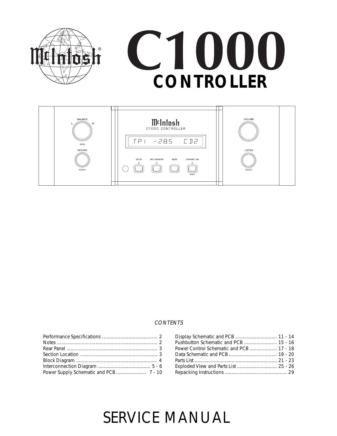 McIntosh C 1000 Service Manual