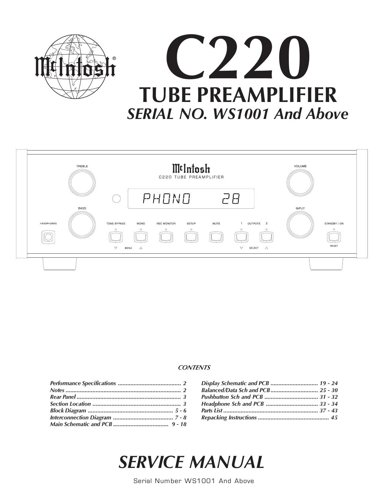 McIntosh C 220 Service Manual