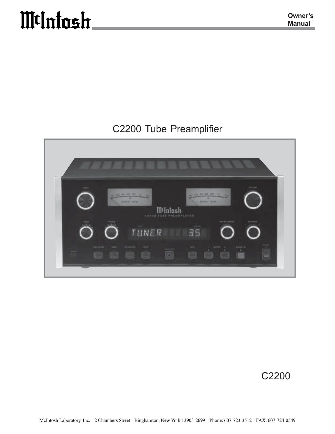 McIntosh C 2200 Owners Manual