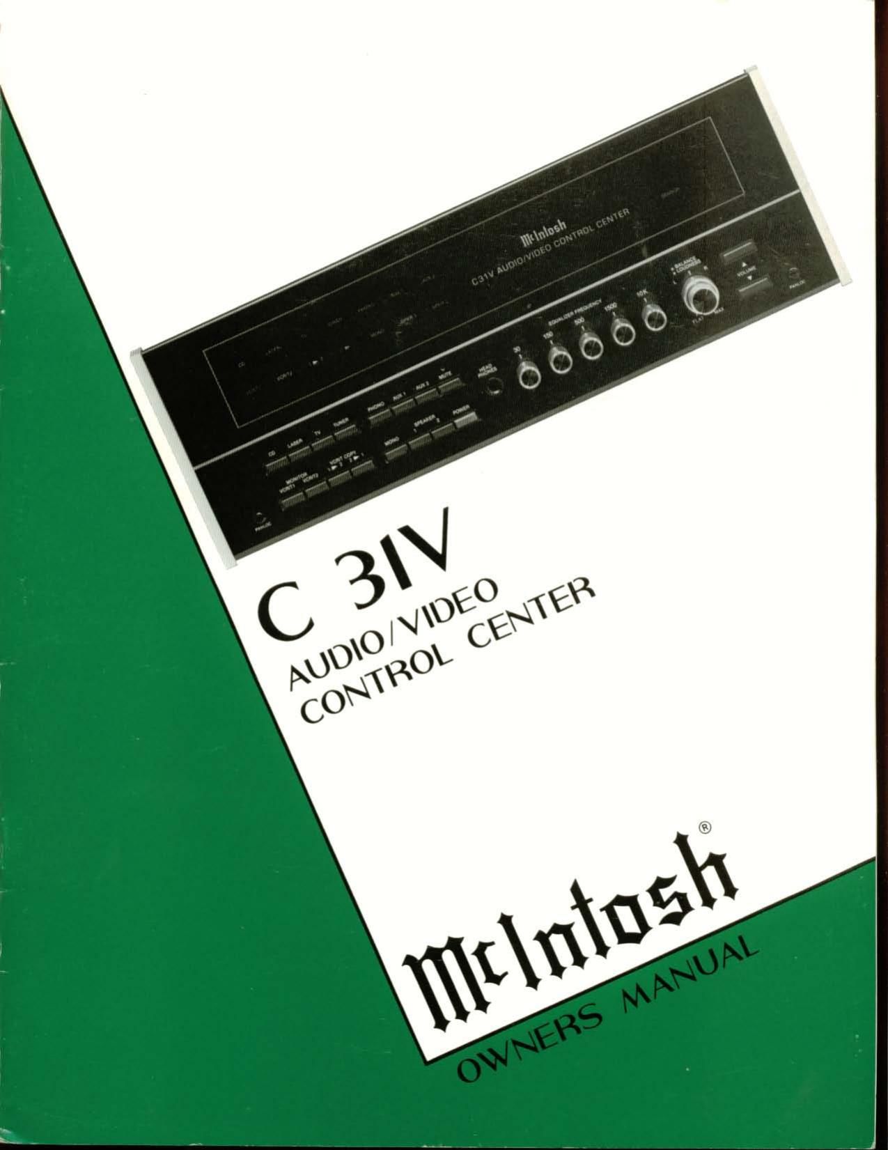 McIntosh C 31 V Owners Manual