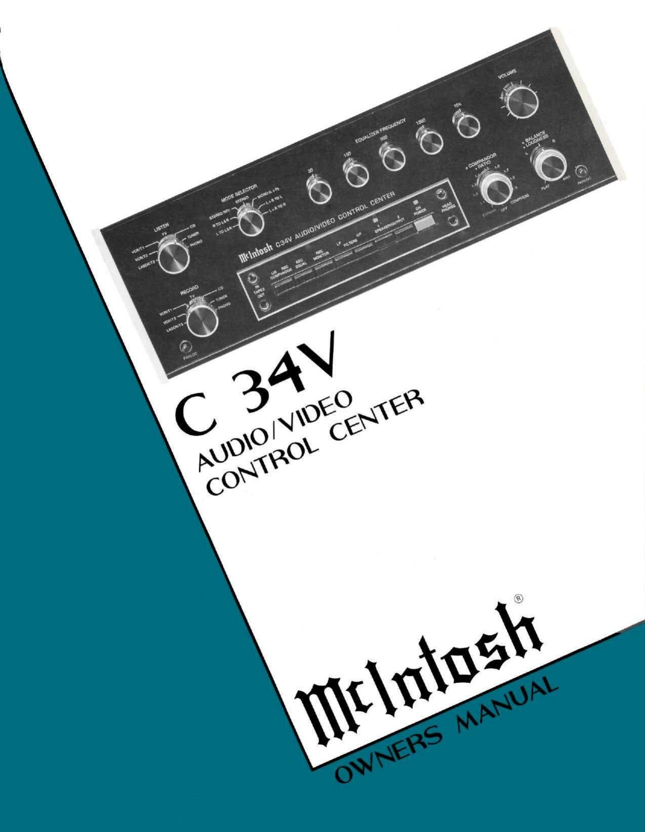 McIntosh C 34 V Owners Manual