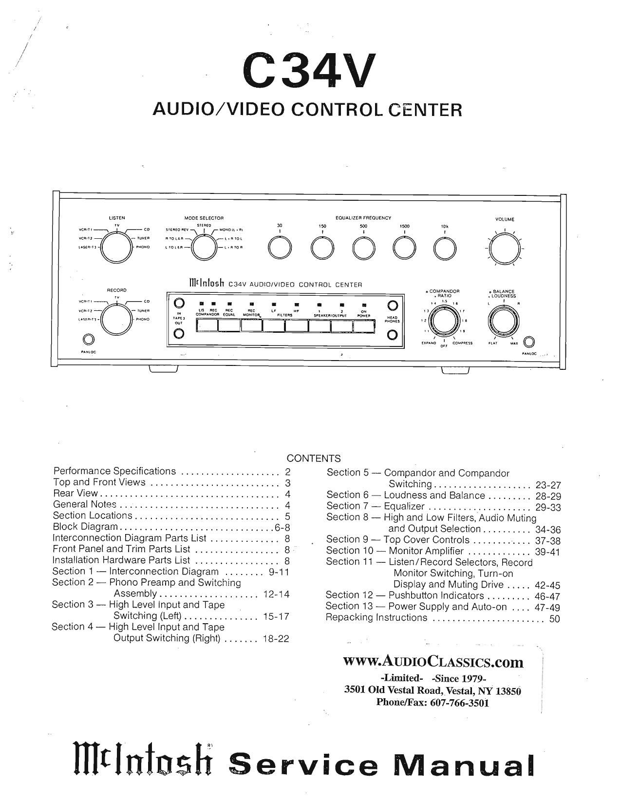 McIntosh C 34 V Service Manual