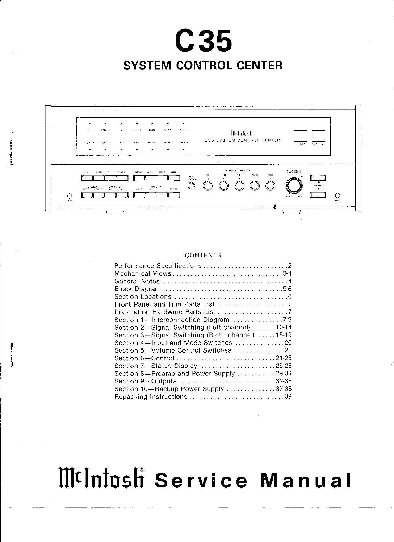 McIntosh C 35 Service Manual