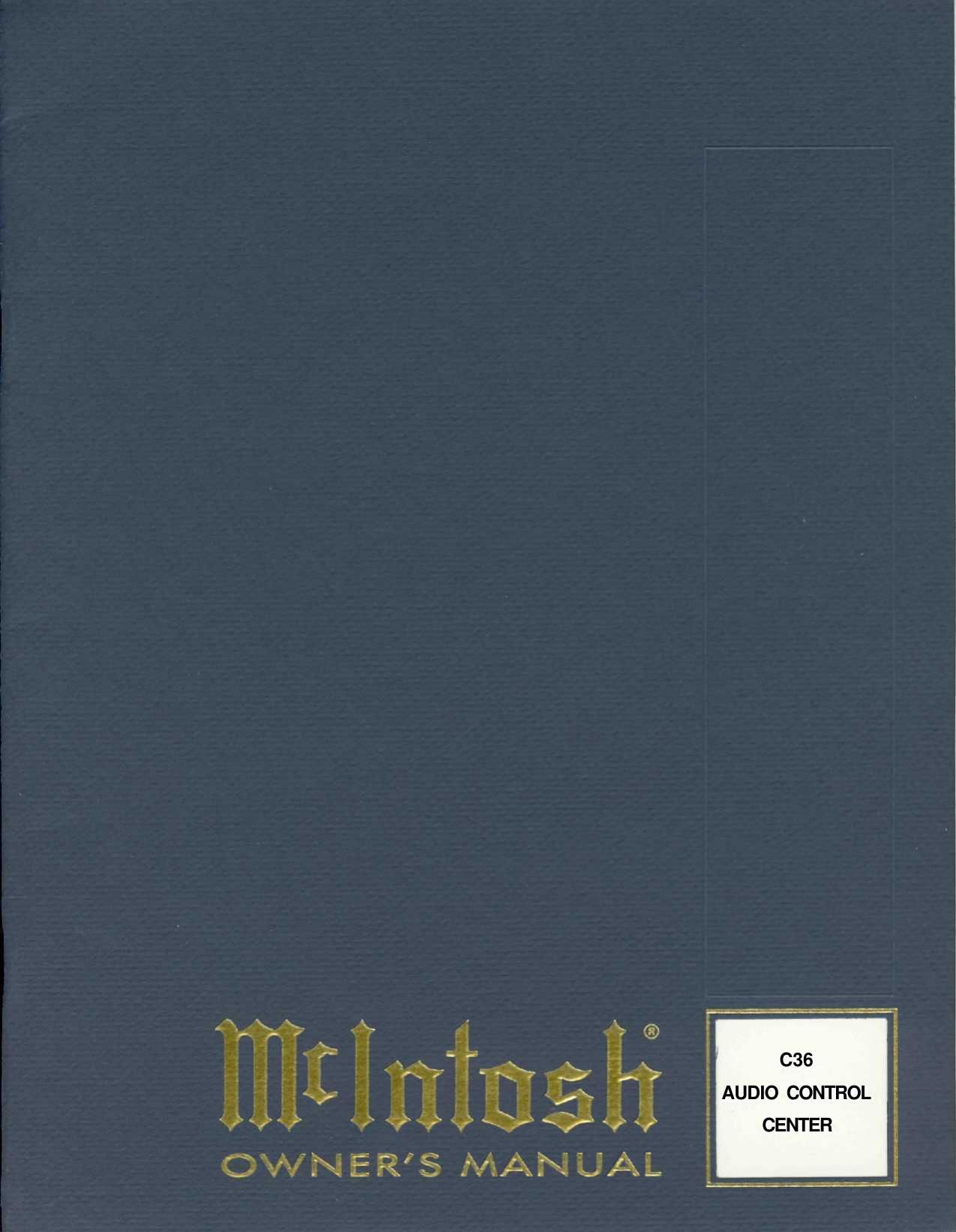 McIntosh C 36 Owners Manual