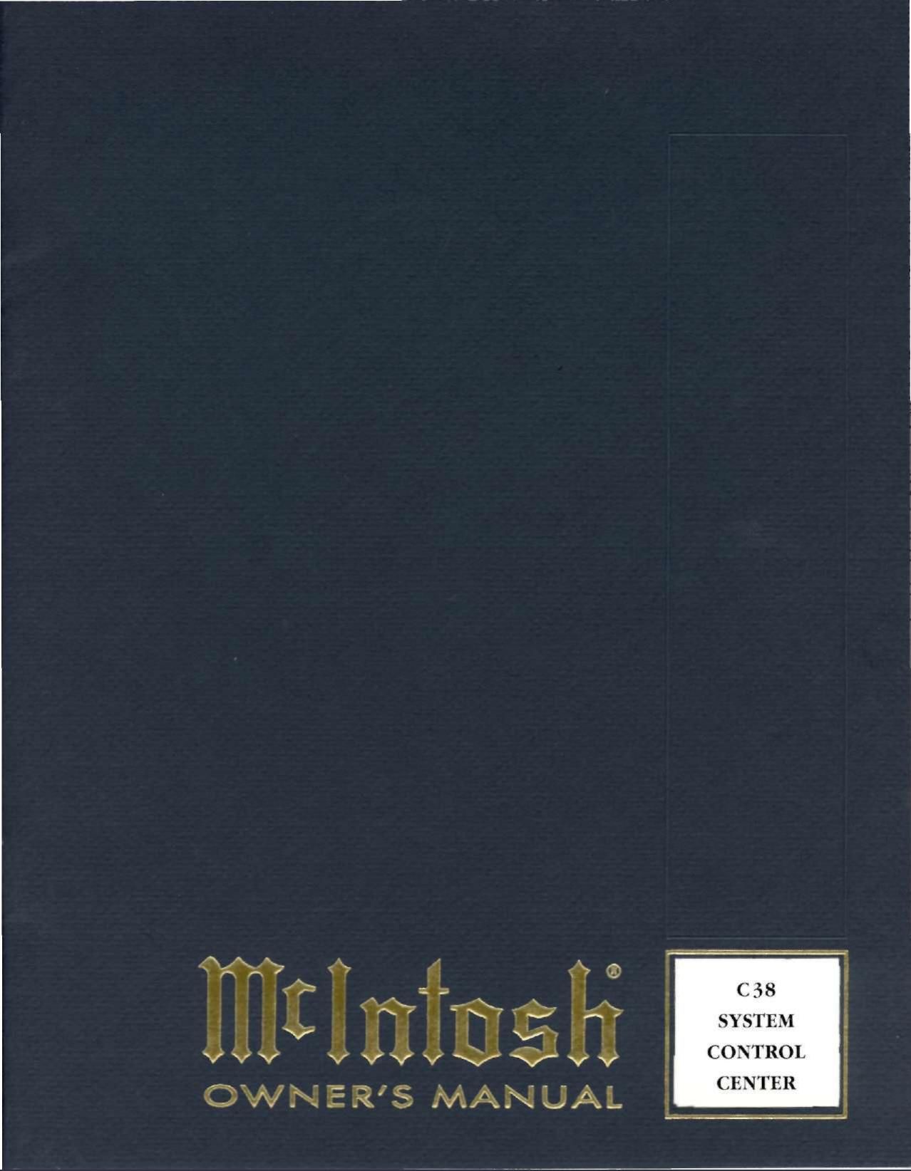 McIntosh C 38 Owners Manual