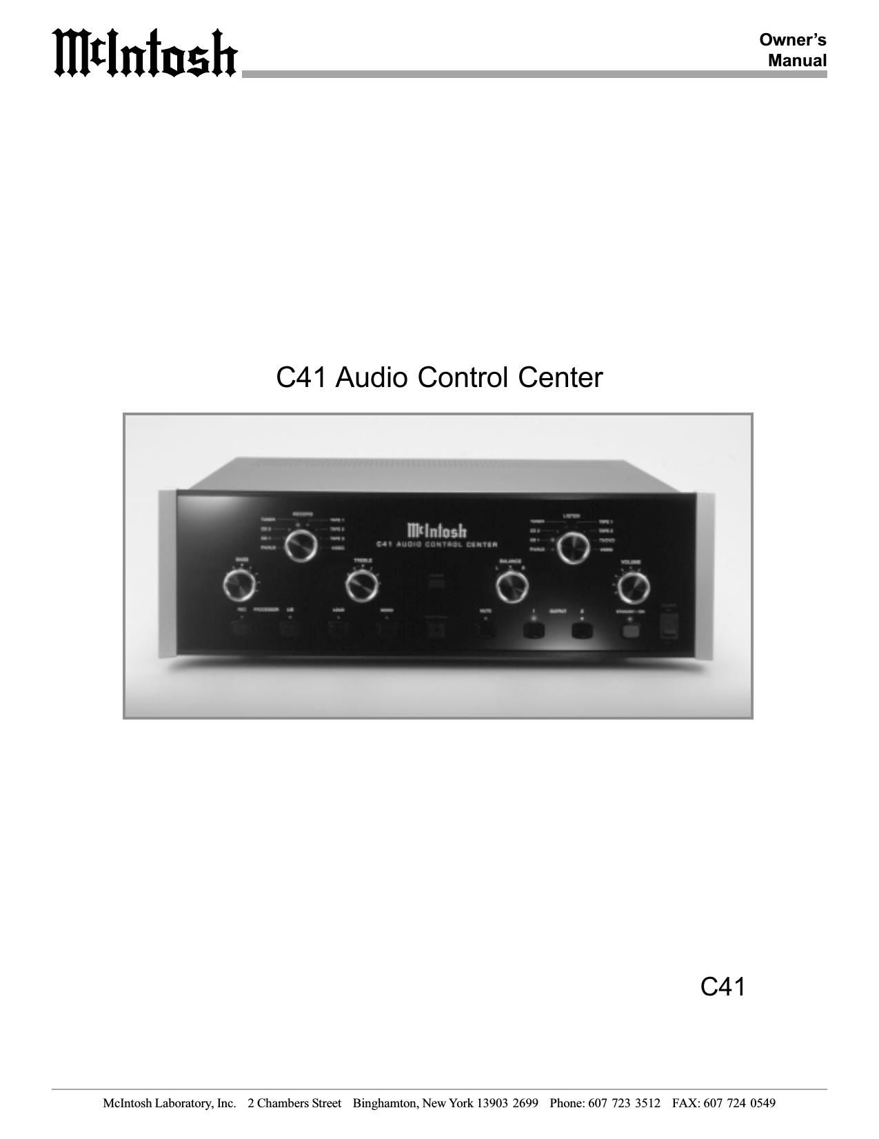 McIntosh C 41 Owners Manual