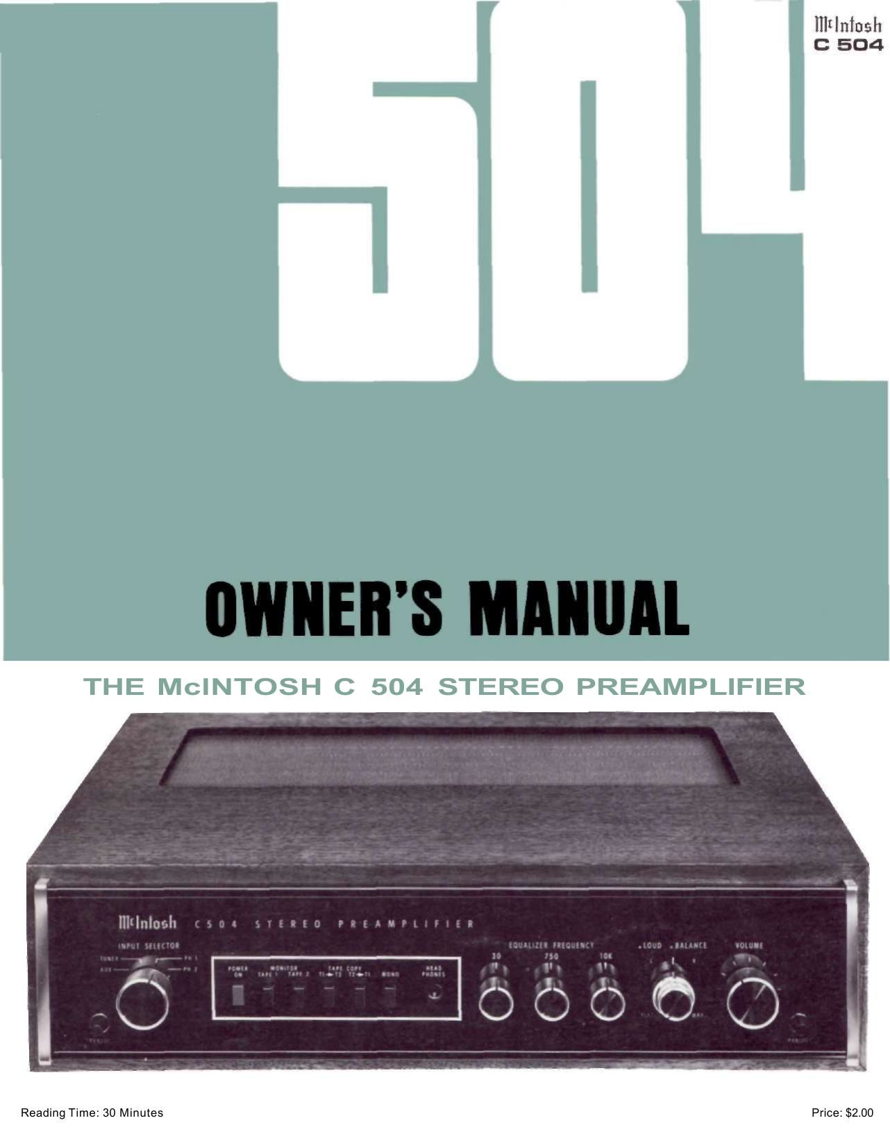 McIntosh C 504 Owners Manual