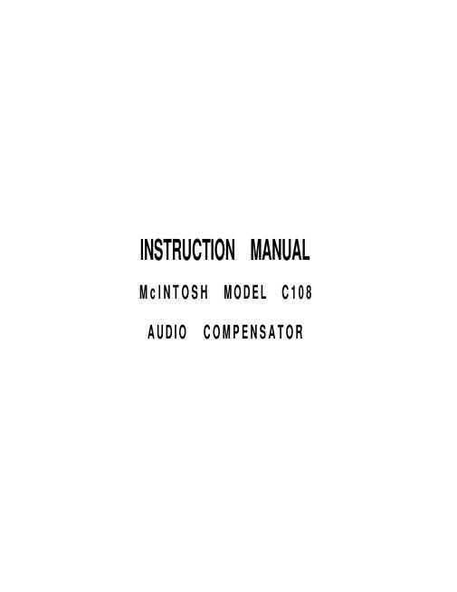 mcintosh c 108 owners manual