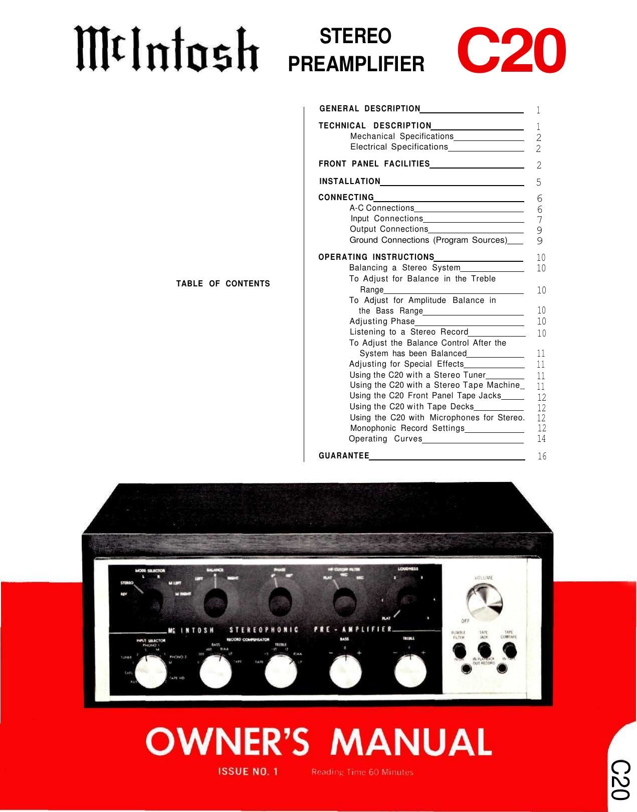 McIntosh C20 Owners Manual 2