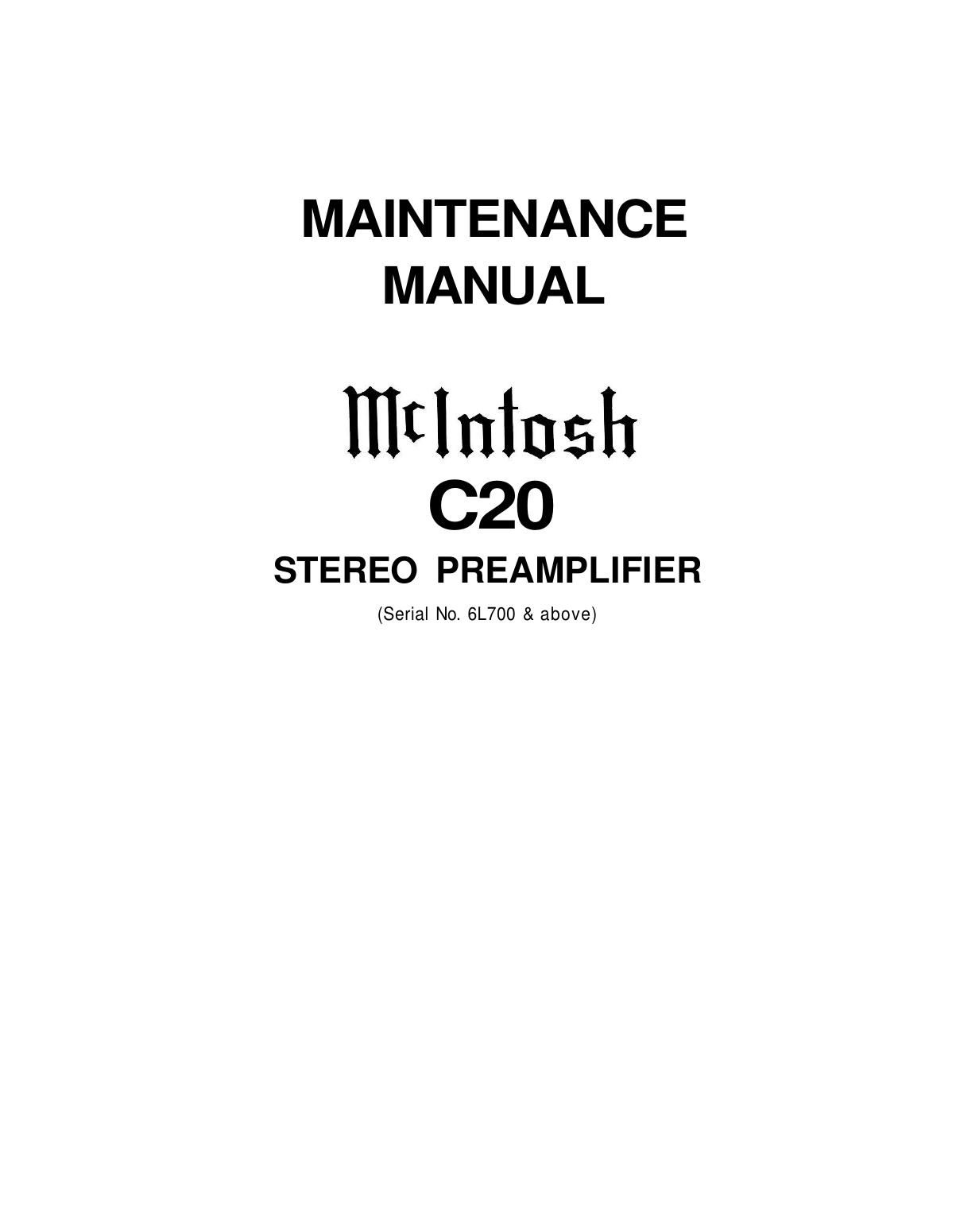 McIntosh C20 Service Manual