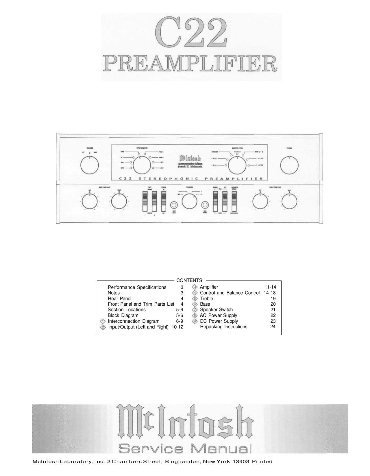 McIntosh C22 CE Service Manual