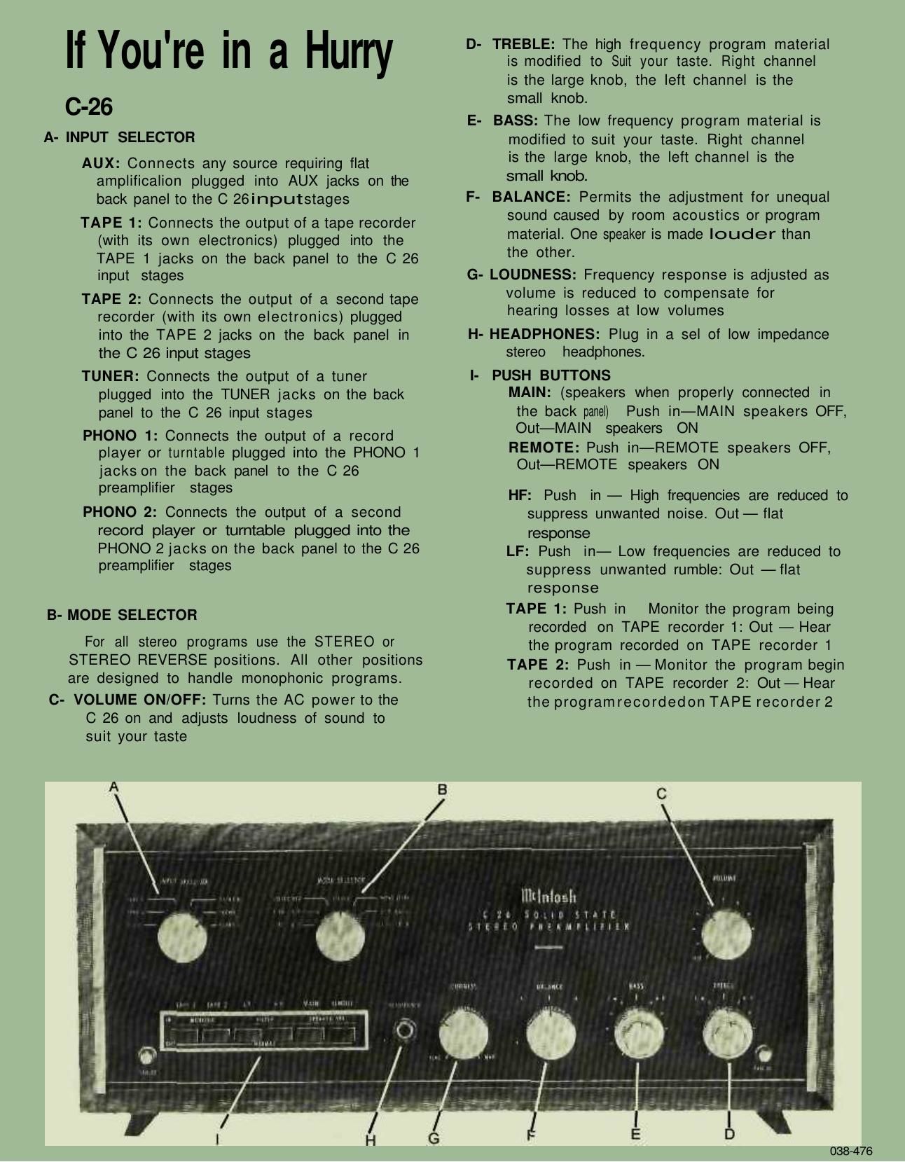 McIntosh C26 Instruction Manual