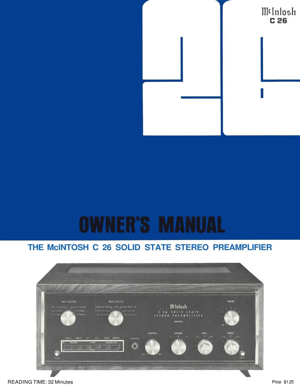 McIntosh C26 Owners Manual