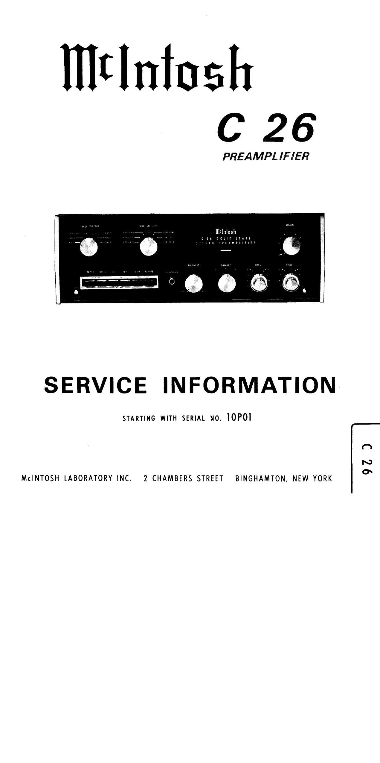 McIntosh C26 Service Manual