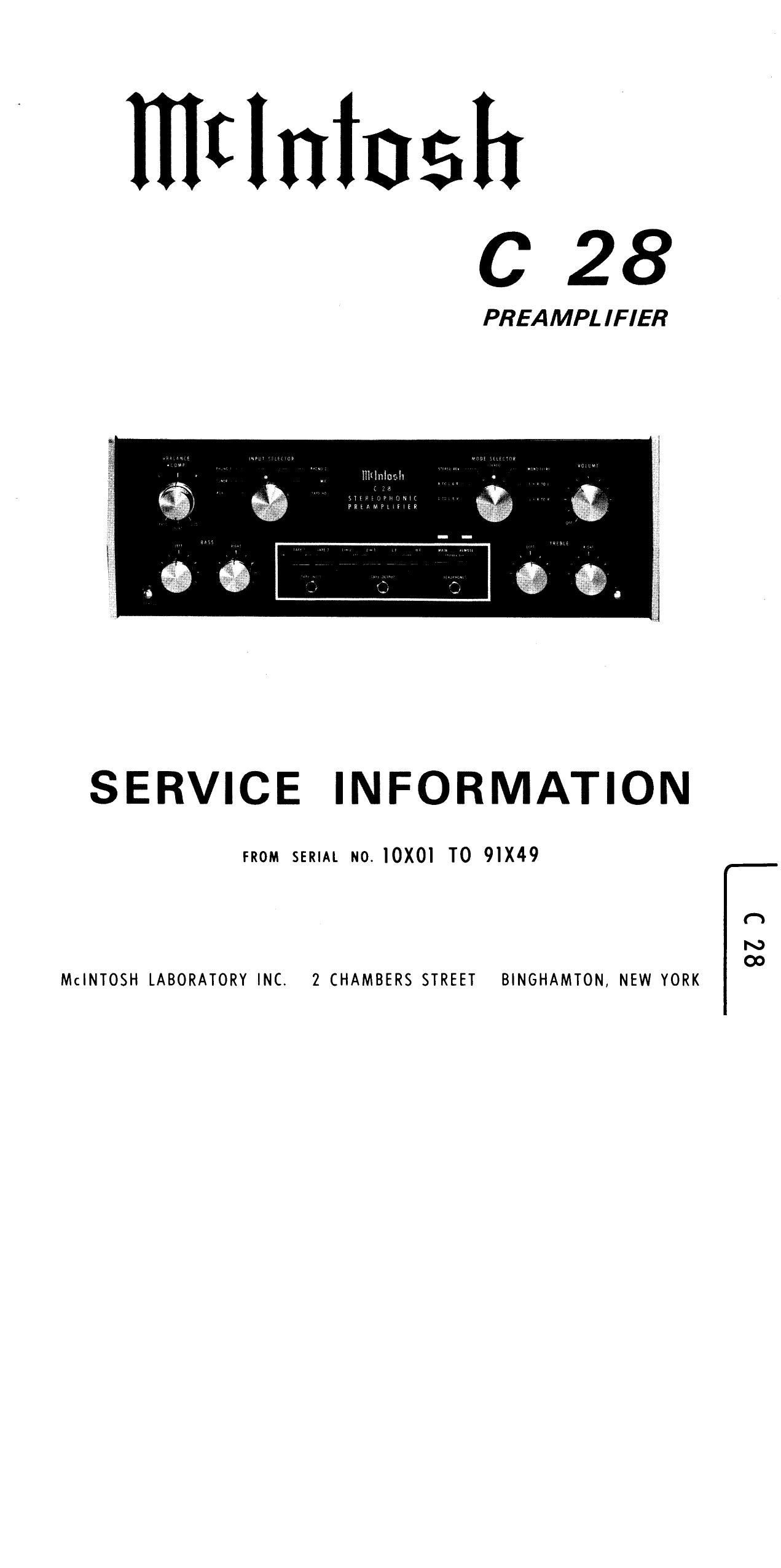 McIntosh C28 Owners Manual