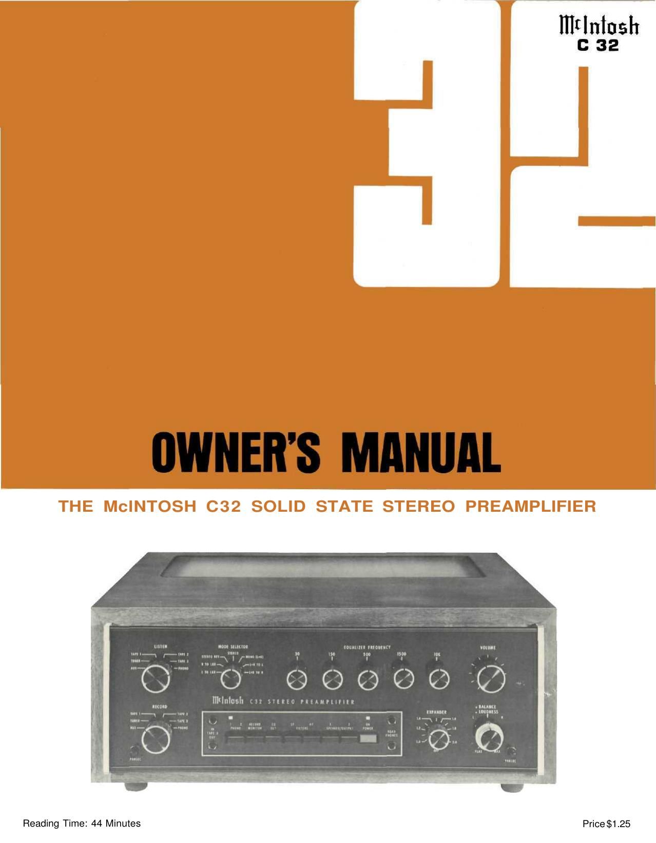 McIntosh C32 Owners Manual