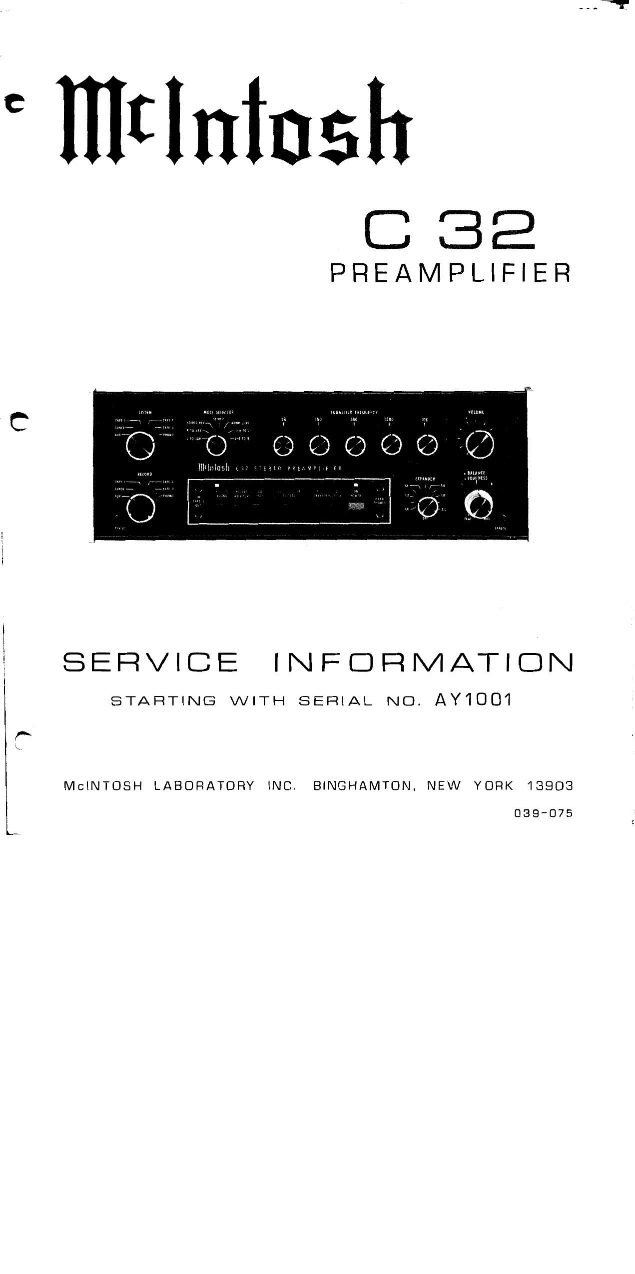 McIntosh C32 Service Manual