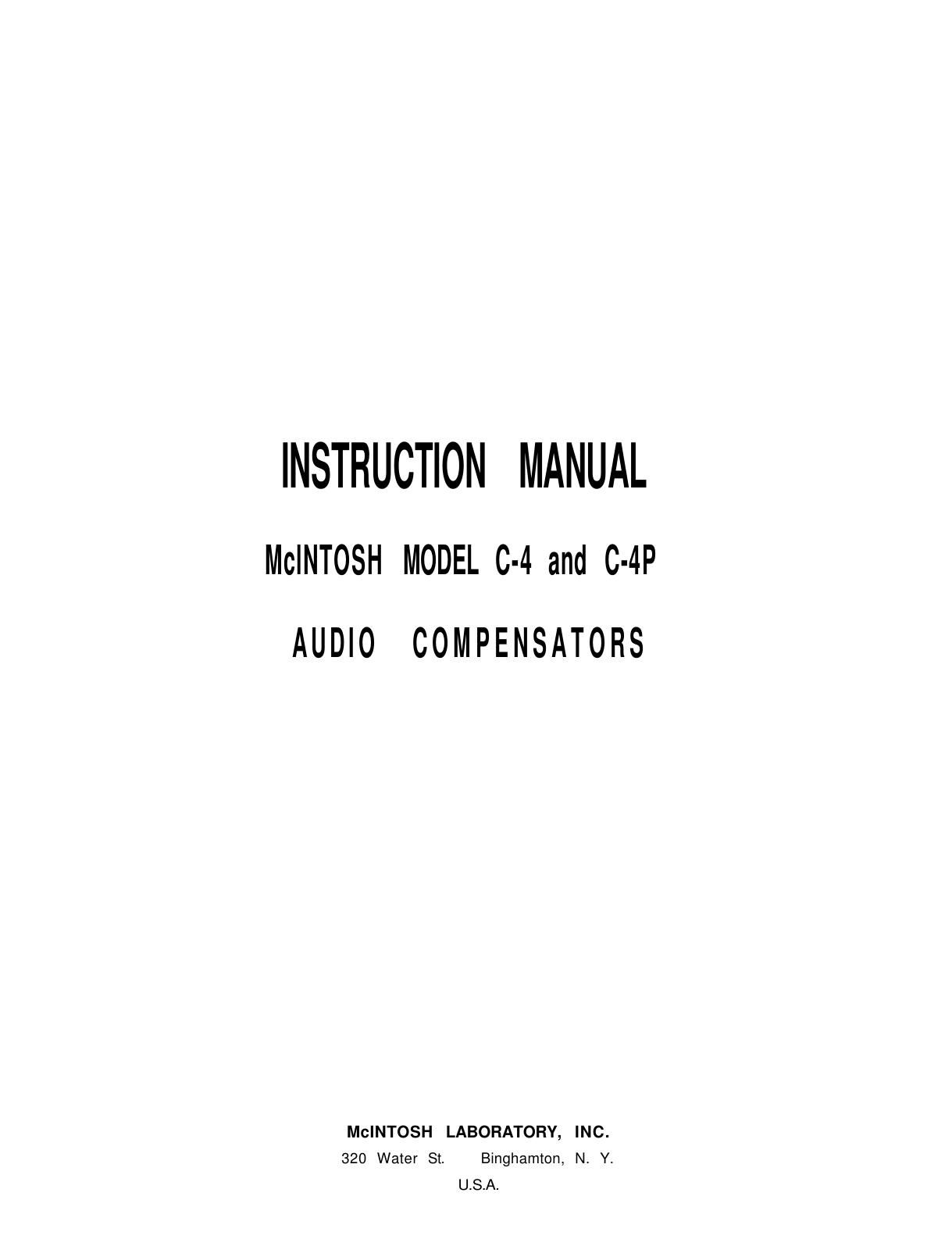 McIntosh C4 C4 P Owners Manual