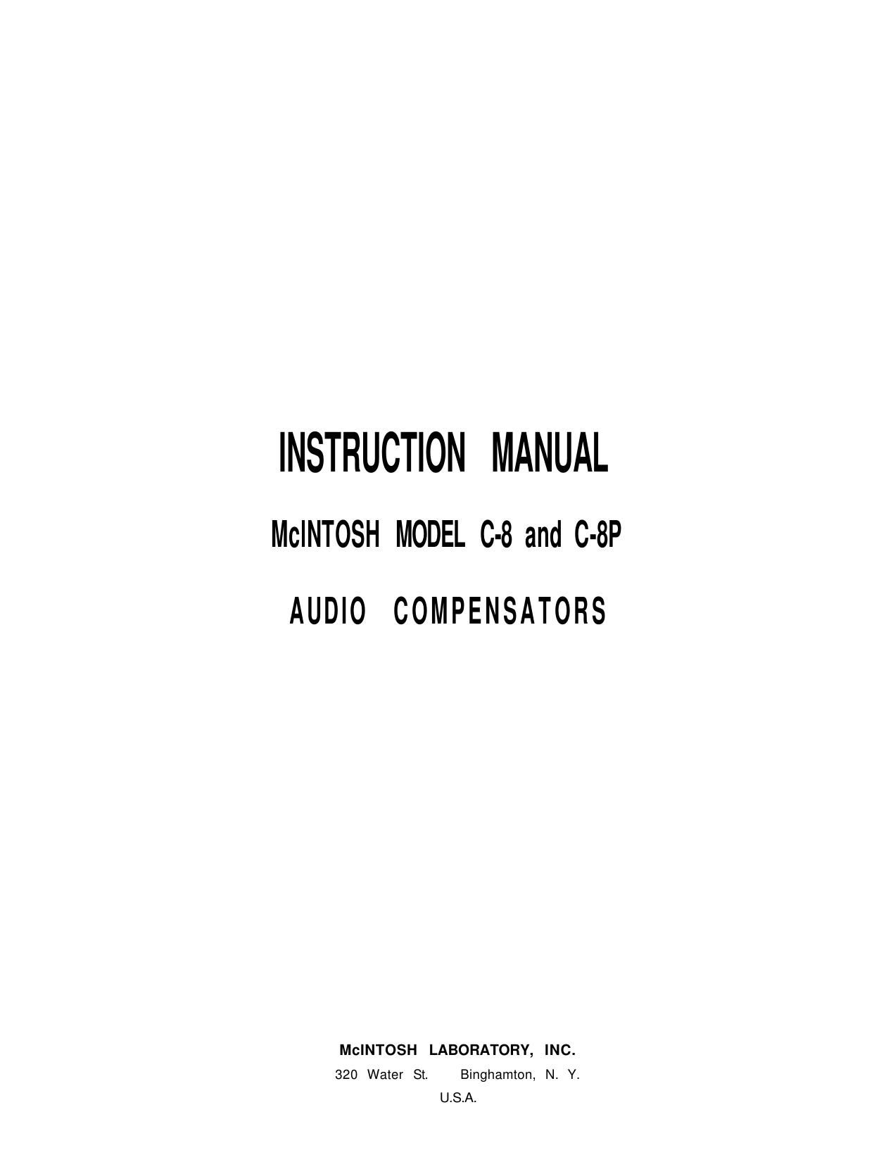 McIntosh C8 C8 P Owners Manual